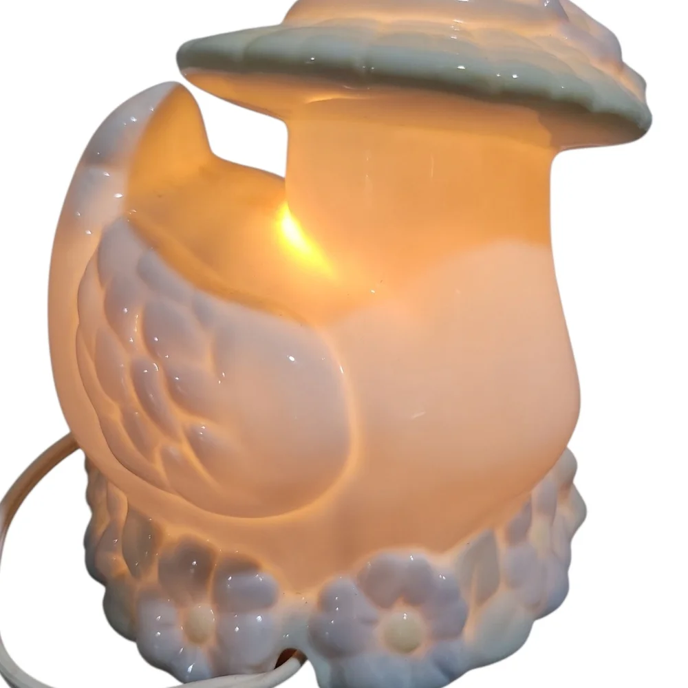 Enesco Vintage Porcelain Duck Night Light 5.5×4.5 In. 1989 EUC Made In Taiwan